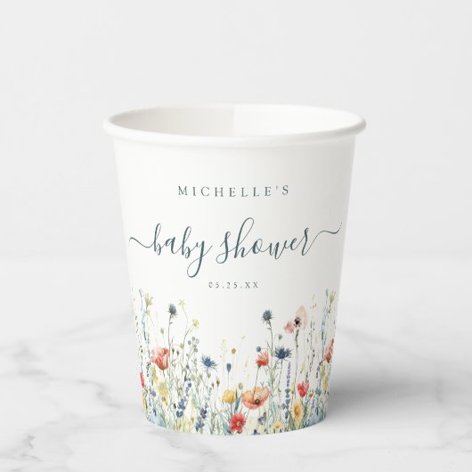 Levendig Wildflower Baby shower Papieren Bekers (Links)