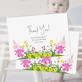 Levendig Wildflower Script Typografie Baby shower Bedankkaart