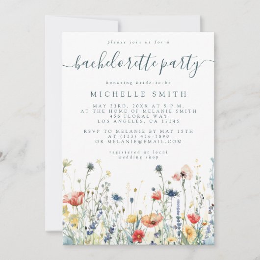 Levendig Wildflower vrijgezellenfeest Kaart