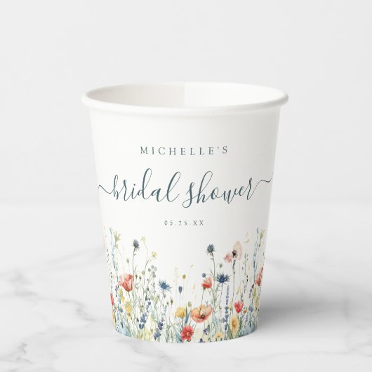 Levendig Wildflower Vrijgezellenfeest Papieren Bekers (Links)