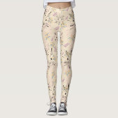 Levendig wit champagne Starburst patroon Leggings (Voorkant)