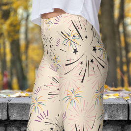 Levendig wit champagne Starburst patroon Leggings