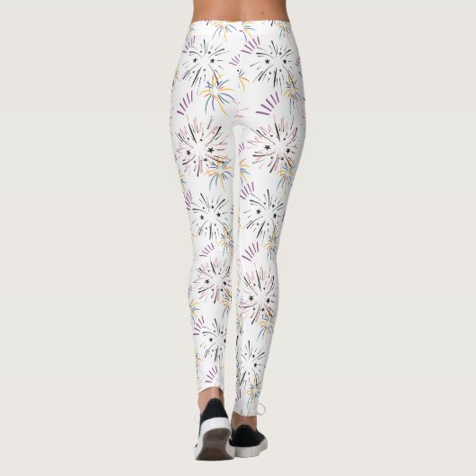Levendig wit Starburst-patroon Leggings (Achterkant)