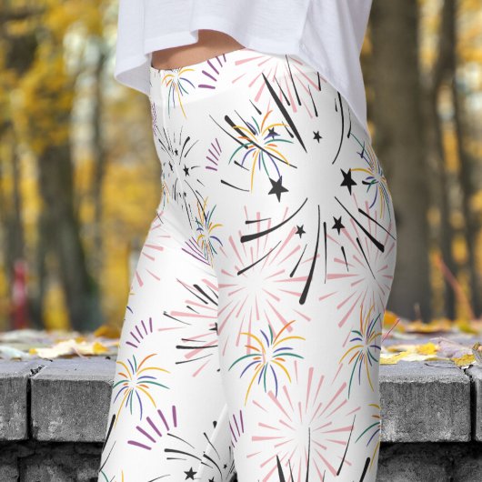 Levendig wit Starburst-patroon Leggings
