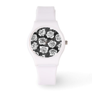 Levendig  witte rozen horloge