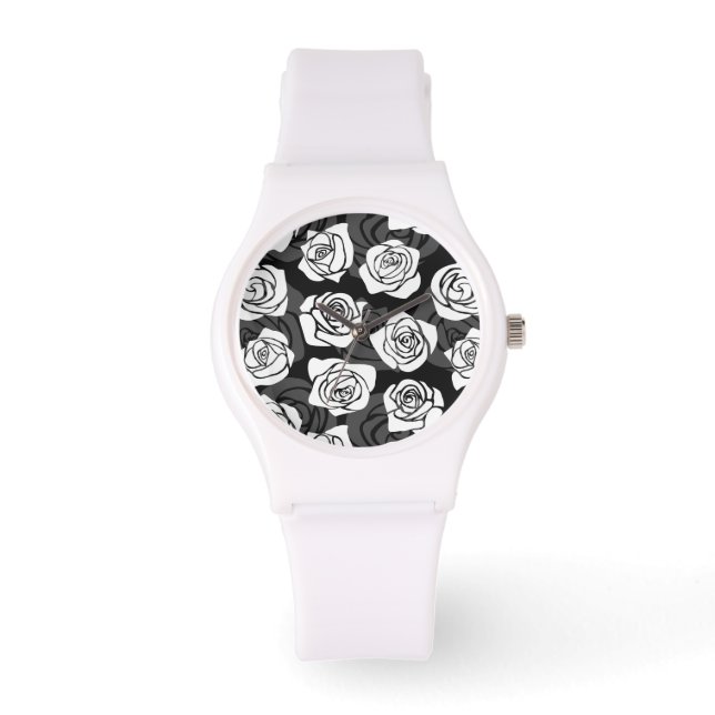 Levendig  witte rozen horloge (Voorkant)