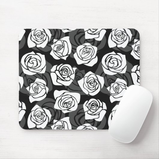 Levendig witte rozen muismat (Met muis)