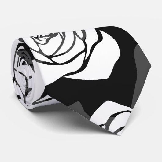 Levendig witte rozen stropdas (Opgerold)