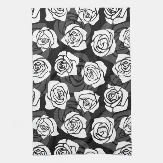 Levendig  witte rozen theedoek (Verticaal)