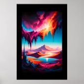 Levendig woestijnlandschap met magenta en blauw poster (Voorkant)