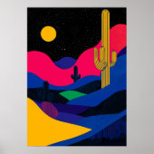 Levendig Woestijnlandschap 's Nachts Poster (Voorkant)