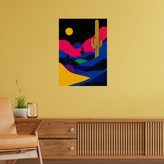 Levendig Woestijnlandschap 's Nachts Poster (Woonkamer 2)