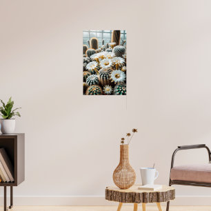 Levendig woestijntafereel, hoge cactussen, stekeli poster
