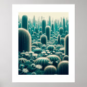 Levendig woestijntafereel, hoge cactussen, stekeli poster (Voorkant)