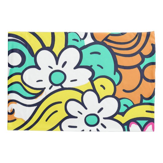Levendig Y2K Wildflower Bold Retro Spring Design Kussensloop (Achterkant)