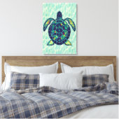 Levendig Zee Schildpad Mozaïek Ocean Art Design Canvas Afdruk (Insitu (Slaapkamer))