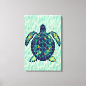 Levendig Zee Schildpad Mozaïek Ocean Art Design Canvas Afdruk (Voorkant)