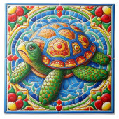 Levendig Zee Schildpad Ocean Art Tegeltje (Voorkant)