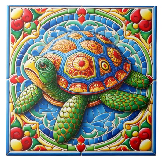 Levendig Zee Schildpad Ocean Art Tegeltje (Voorkant)