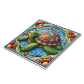 Levendig Zee Schildpad Ocean Art Tegeltje (Zijkant)