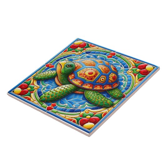 Levendig Zee Schildpad Ocean Art Tegeltje (Zijkant)