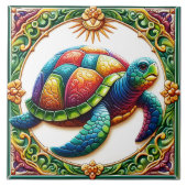 Levendig Zee Schildpad Tegel Art Tegeltje (Voorkant)