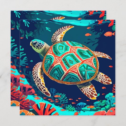 levendig zeeleven feestdagenkaart (Voorkant / Achterkant)