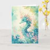 Levendig zeepaardje in een koraalcaleidoscoop kaart (Gele Bloem)