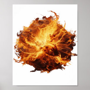 Levendig Zilveren FIRE BALL Slogan Ontwerp Poster