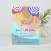 Levendig zomer 16e verjaardag zwembad feest kaart (Staand voorkant)