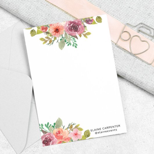 Levendig Zomer Waterverf Bloemen Briefpapier