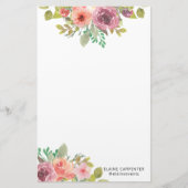 Levendig zomer Waterverf Florals briefpapier (Voorkant)