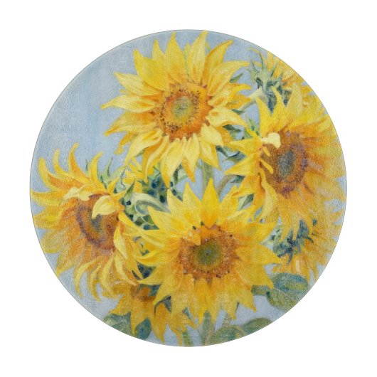 Levendig Zonnebloem Boeket Olie Schilderij Snijplank (Voorkant)