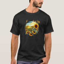 Levendig Zonnebloem veld T-shirt