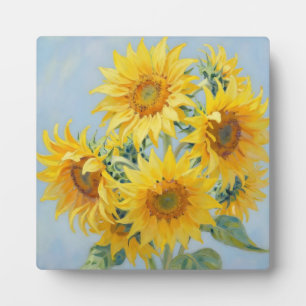 Levendig Zonnebloemboeket Olie Schilderij Fotoplaat