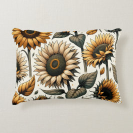 Levendig zonnebloempatroon accent kussen