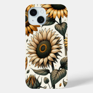 Levendig zonnebloempatroon iPhone 15 case