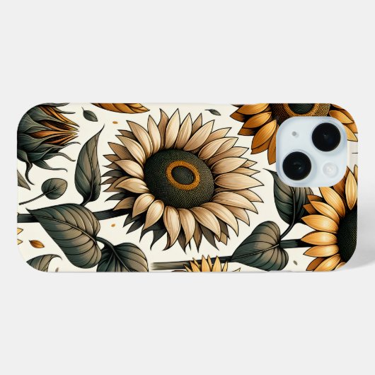 Levendig zonnebloempatroon Case-Mate iPhone case (Achterkant (horizontaal))