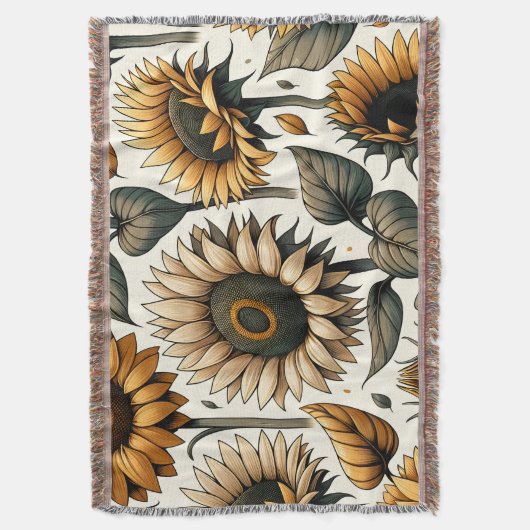 Levendig zonnebloempatroon deken (Voorkant Verticaal)