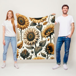 Levendig zonnebloempatroon fleece deken