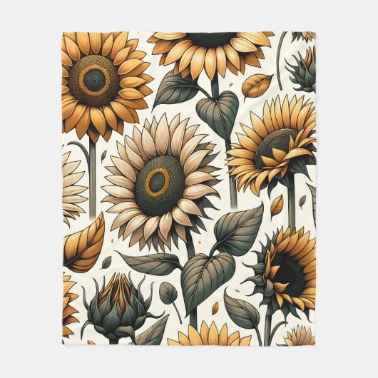 Levendig zonnebloempatroon fleece deken (Voorkant)
