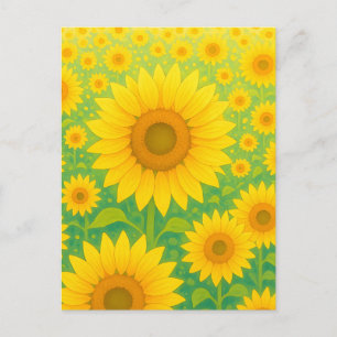 Levendig Zonnebloemveld Patroon Briefkaart