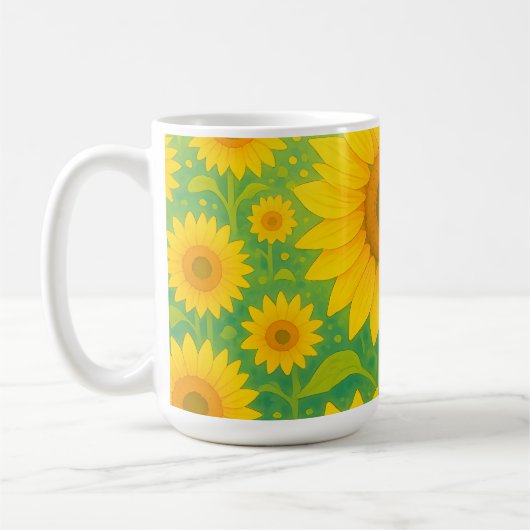 Levendig Zonnebloemveld Patroon Koffiemok (Links)