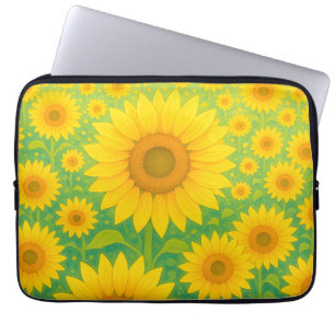 Levendig Zonnebloemveld Patroon Laptop Sleeve
