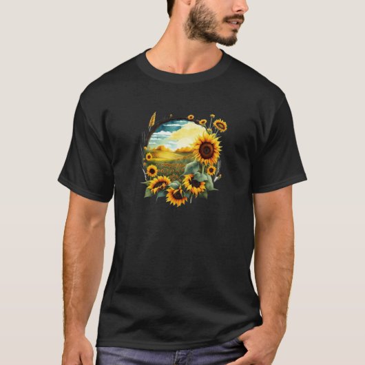 levendig zonnebloemveld t-shirt (Voorkant)