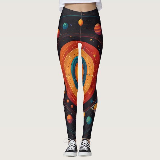 Levendig Zonnestelsel Leggings voor Meisjes (Voorkant)