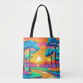 Levendig zonsondergang stadsbeeld tote bag (Voorkant)