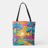 Levendig zonsondergang stadsbeeld tote bag (Achterkant)