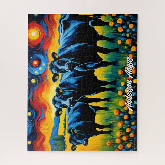 Levendig zwart Angus rundvee Legpuzzel (Verticaal)