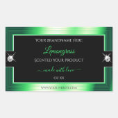 Levendig Zwart Groen Shiny Brilliants Product Labe Rechthoekige Sticker (Voorkant)